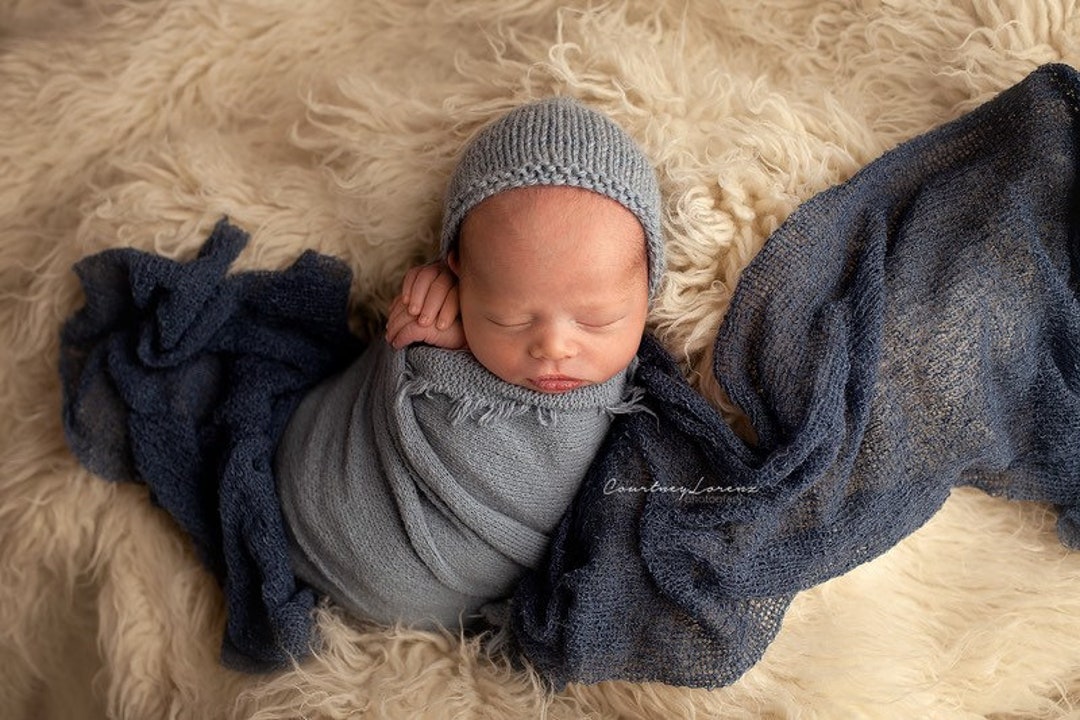 Bonnet bébé garçon en jersey coton bleu ciel avec nœud > Babystock