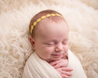Yellow baby headband Dainty yellow headband RTS baby headband Yellow photo prop headband