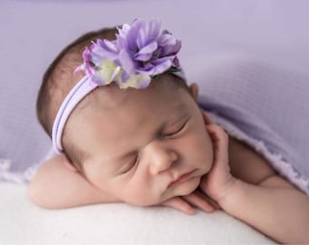 Lilac headband ,lavender headband ,purple newborn, headband,light purple baby headband,Pastel lavender baby headband