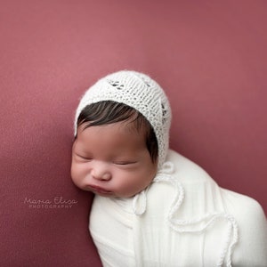 Cofano bianco neonato, cofano bianco, cappello bianco ragazza neonata, cappello da bambino battesimo