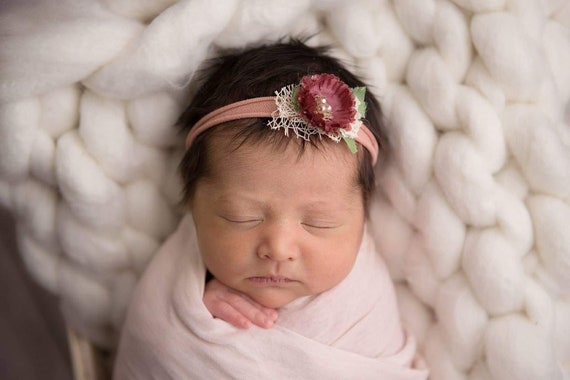 Bandeau pour nouveau-né, bandeau bébé en Nylon, bandeau élastique bébé,  bandeau Mauve Bourgogne -  Canada