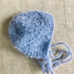 Blue Newborn bonnet ,Simple baby bonnet , RTS blue newborn bonnet,Blue photo prop bonnet