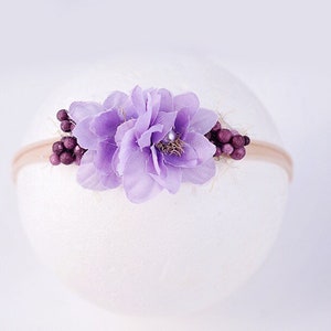 Lilac floral baby headband ,delicate newborn light purple headband ,purple Newborn headband
