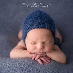 Navy baby bonnet ,dark blue marina blue newborn bonnet, Mohair navy boy bonnet,Newborn boy bonnet, Baby boy navy bonnet