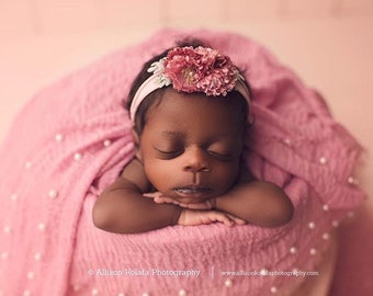Mauve pink blush pink newborn headband,vintage pink mauve baby headband,Dirty pink mauve jersey headband