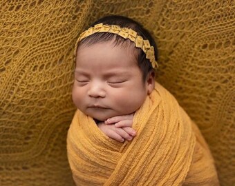 Yellow baby headband Sunflower yellow  baby headband , Newborn headband ,Yellow photo prop headband