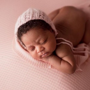 Pink  newborn bonnet , baby bonnet ,Classic Knit baby bonnet , Soft pink baby bonnet ,Pink bonnet