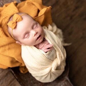 Mustard yellow baby bow ,Newborn Fall yellow headband ,Mustard yellow photo prop headband, RTS baby hairbow , Fall dainty headband