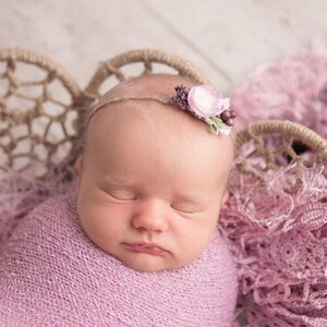 Purple baby tieback , Twine baby tieback ,Purple green headband tieback ,Dainty tieback