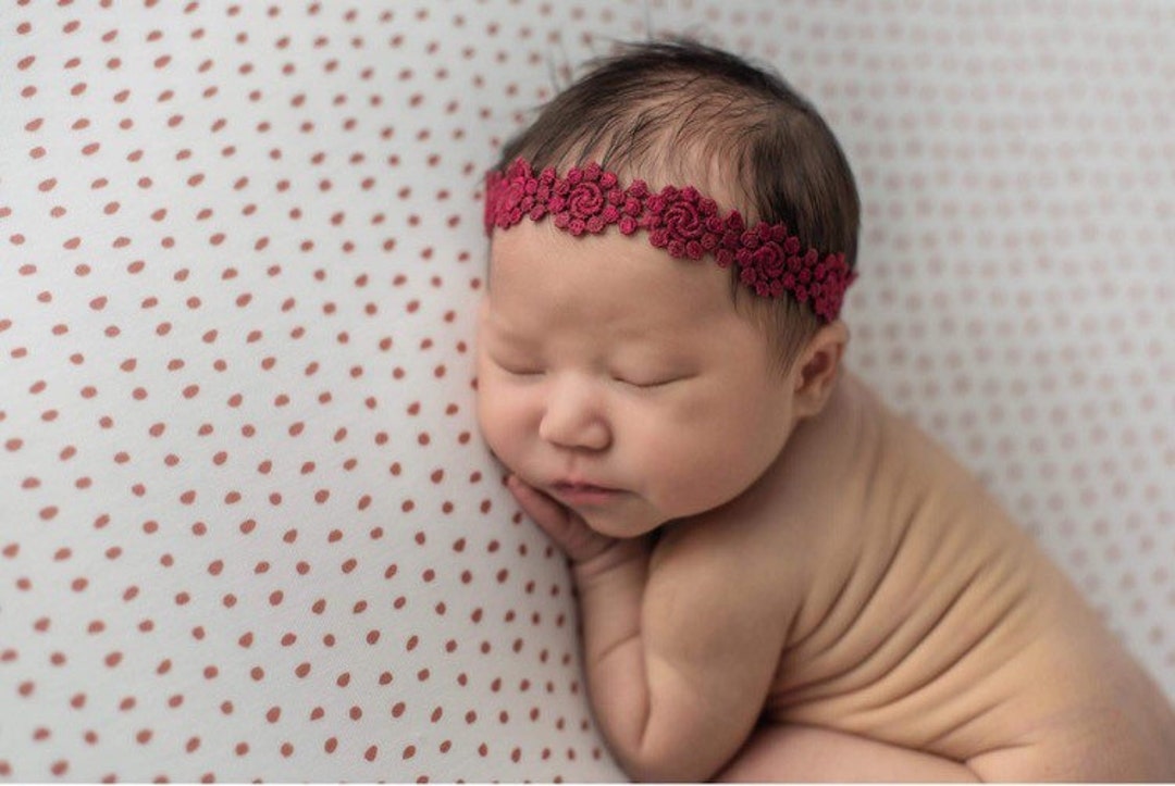 Vintage Baby Headband ,red Newborn Headband ,dainty Baby Headband,red Newborn Headband ,rts