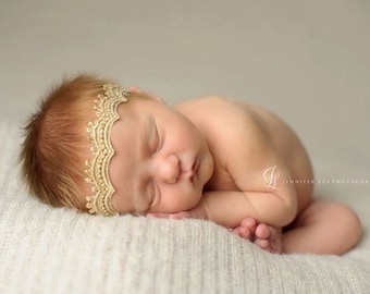 Gold color baby headband ,Baby Headband ,holiday gold headband , Dainty baby photo prop headband, gold dainty headband
