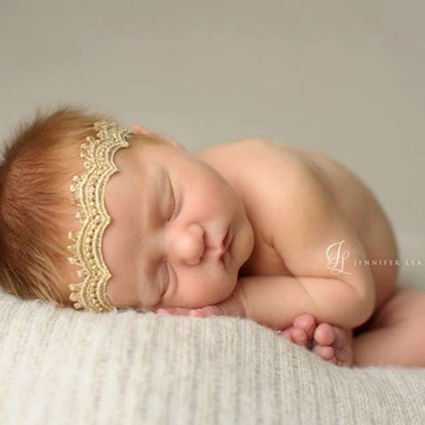 Gold color baby headband ,Baby Headband ,holiday gold headband , Dainty baby photo prop headband, gold dainty headband