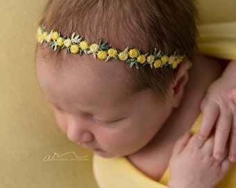 Baby headband Yellow green lemon baby headband, dainty RTS yellow headband, newborn dainty yellow green headband