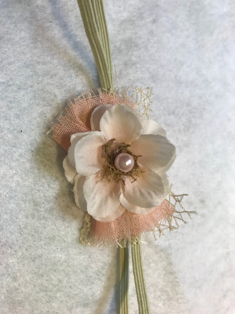 Baby hairband,Peach cream newborn headband,Creamy photo prop headband Newborn dainty headband