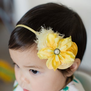 Floral yellow Headband ,Baby yellow Headband, Cake smash Flower  Headband