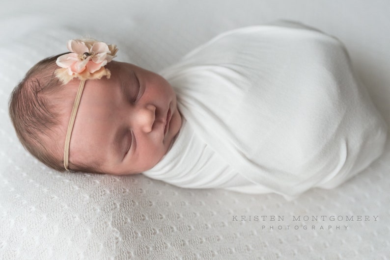 Baby hairband,Peach cream newborn headband,Creamy photo prop headband Newborn dainty headband