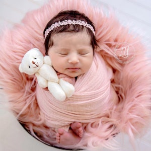 Pink dainty headband , lace light pink newborn headband ,halo baby photo prop headband ,baby pink headband