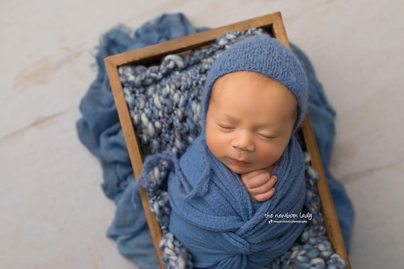 Blue Newborn Bonnet baby Boy Bonnet simple Blue Bonnet Infant Boy Bonnet Denim Blue Bonnet baby Boy Hat Etsy