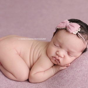 baby bow mauve pink baby  headband ,Baby bow ,Newborn headband ,Baby pink bow ,Dainty hairbow RTS baby headband