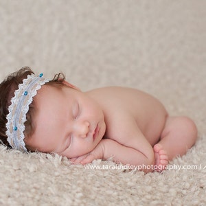 Ivory baby headband,Beaded lace headband ,dainty baby headband Boho photo prop headband