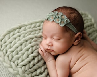 Sage baby headband,Newborn sage headband,Newborn Sage green headband,floral baby headband