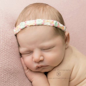 Rose Pink Cream Headband ,Vintage inspired Photo Prop headband Newborn Baby Girls band Floral Baby Headband,RTS photo prop