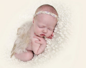 Lilac beige baby headband ,RTS beige lavender Baby Headband ,Dainty Floral Newborn Baby Headband Tieback Photo Prop Headband