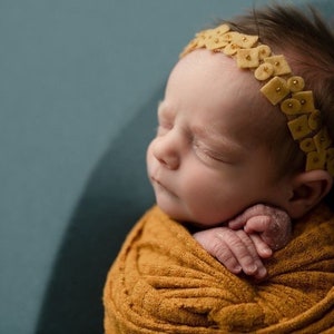 Yellow newborn headband Felt Beaded  yellow headband ,Sunflower yellow baby headband Felt beaded baby headband RTS yellow photo prop