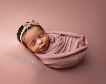 Mauve dusty pink antique pink  newborn bow Simple hair bow headband Baby girl bow headband RTS baby bow headband