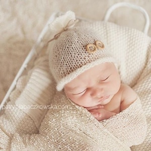 Ivory beanie hat , First baby hat ,Hospital baby hat ,Photo Beanie hat Unisex Newborn hat