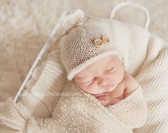 Ivory beanie hat , First baby hat ,Hospital baby hat ,Photo Beanie hat Unisex Newborn hat