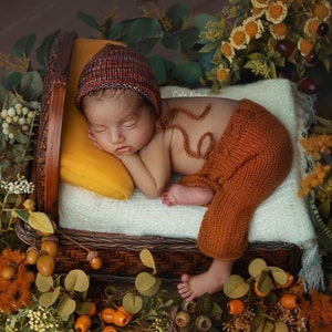 Baby fall bonnet,Multicolored fall bonnet ,Newborn rusty fall bonnet ,Baby girl fall bonnet ,Fall photo prop bonnet
