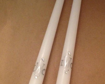 Monogrammed candles, wedding taper candles, pair of two personalized taper personalized initials, anniversary candles