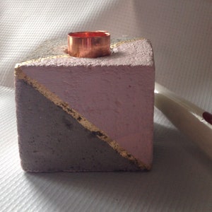 Concrete cube candlestick holder, modern decor, contemporary decor, indusyrial candle holders, cube decor, guilded concrete, square cement
