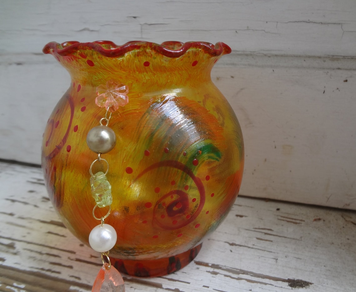 Boho vase hippie decor Funky vase hand painted vase Etsy