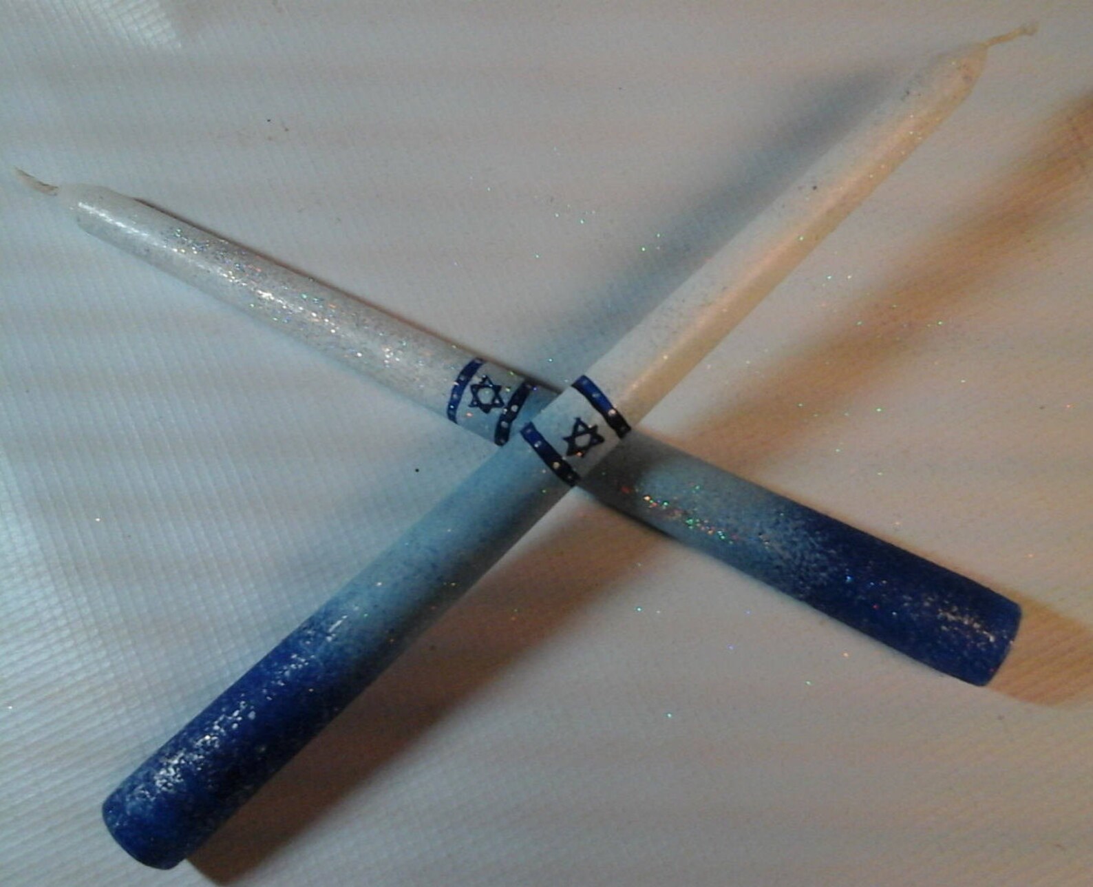 Passover candles, 2 Hanukkah candles, Star of David candles, Hebrew tapers, hand painted taper candles , Jewish candles