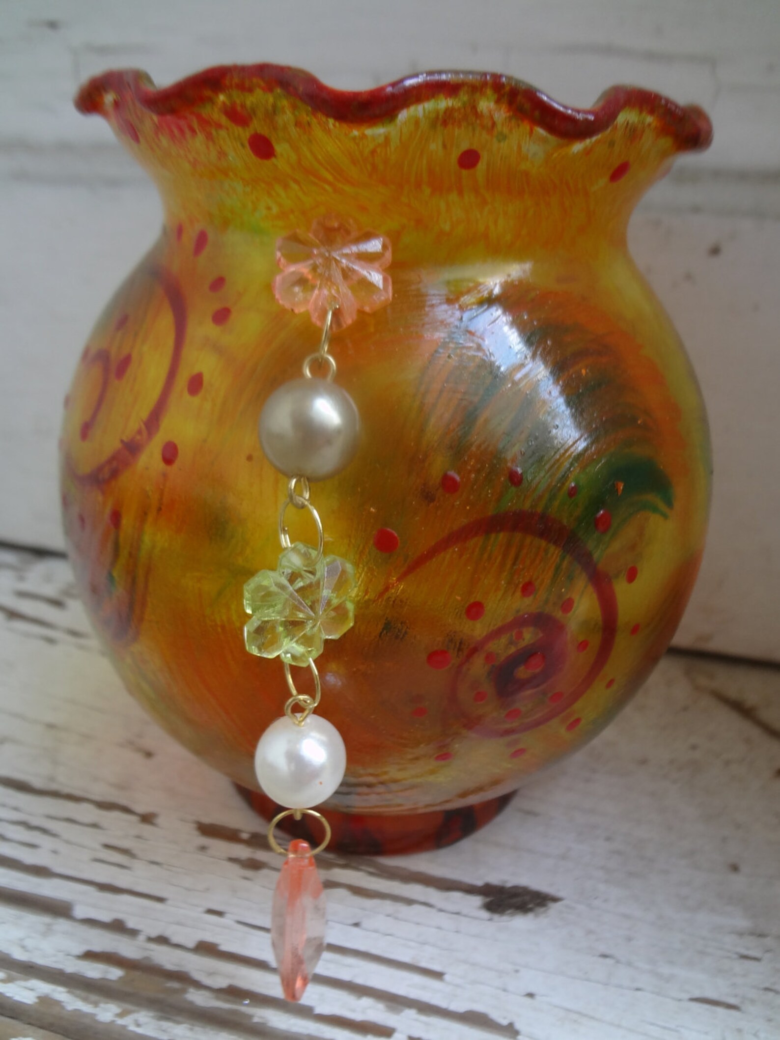 Boho Vase Hippie Decor Funky Vase Hand Painted Vase Etsy