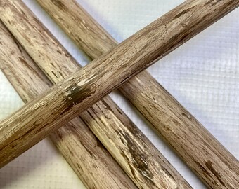 Set of four custom painted gray brown faux wood grain 10 inch taper candles.