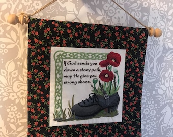Irish Proverb for a wee home, machine embroidered, remembrance day decor, embroidery verse, wall or door hanging, grandparent gift