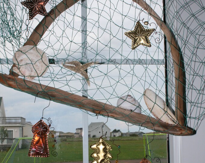 Tin Punch Ornaments and Lobster Trap Netting Window Hanging Etsy