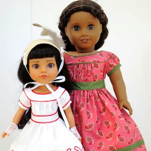 1860s summer dress sewing pattern set for 14" and 18" Dolls