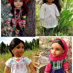 Ethnic costumes pattern set 1: for 14"- 16"-18" dolls