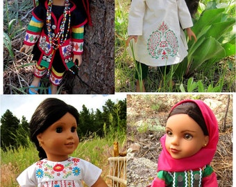 Ethnic costumes pattern set 1: for 14"- 16"-18" dolls
