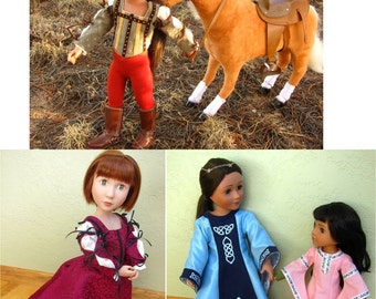 Princess costumes pattern set for 14"-18" dolls