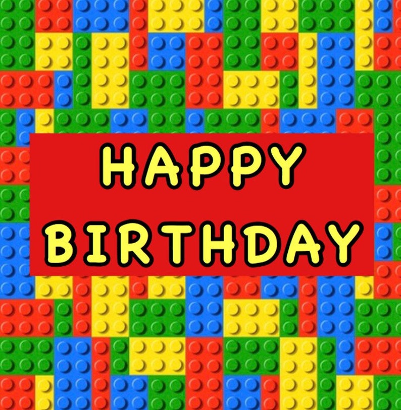 Happy Birthday Building Blocks Bricks Edible Cake Topper - Etsy