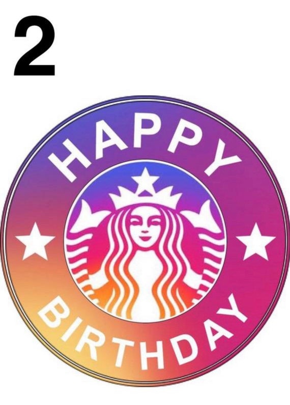 Custom Coffee Round Happy Birthday Sticker Labels -   Starbucks  birthday, Birthday stickers, Starbucks birthday party