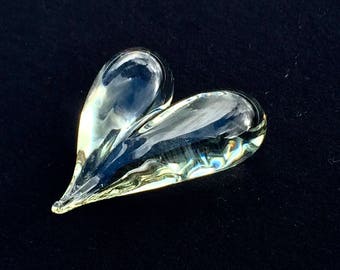 Hand Blown Clear Glass Heart Paperweight