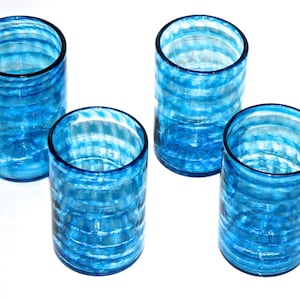 Aqua Blue Glassware / Hand Blown Glasses / Blown Glass Tumber / Blue Drinking Glasses  / Blue Glass Tumbler/ Water Glasses / Blown Glass Art