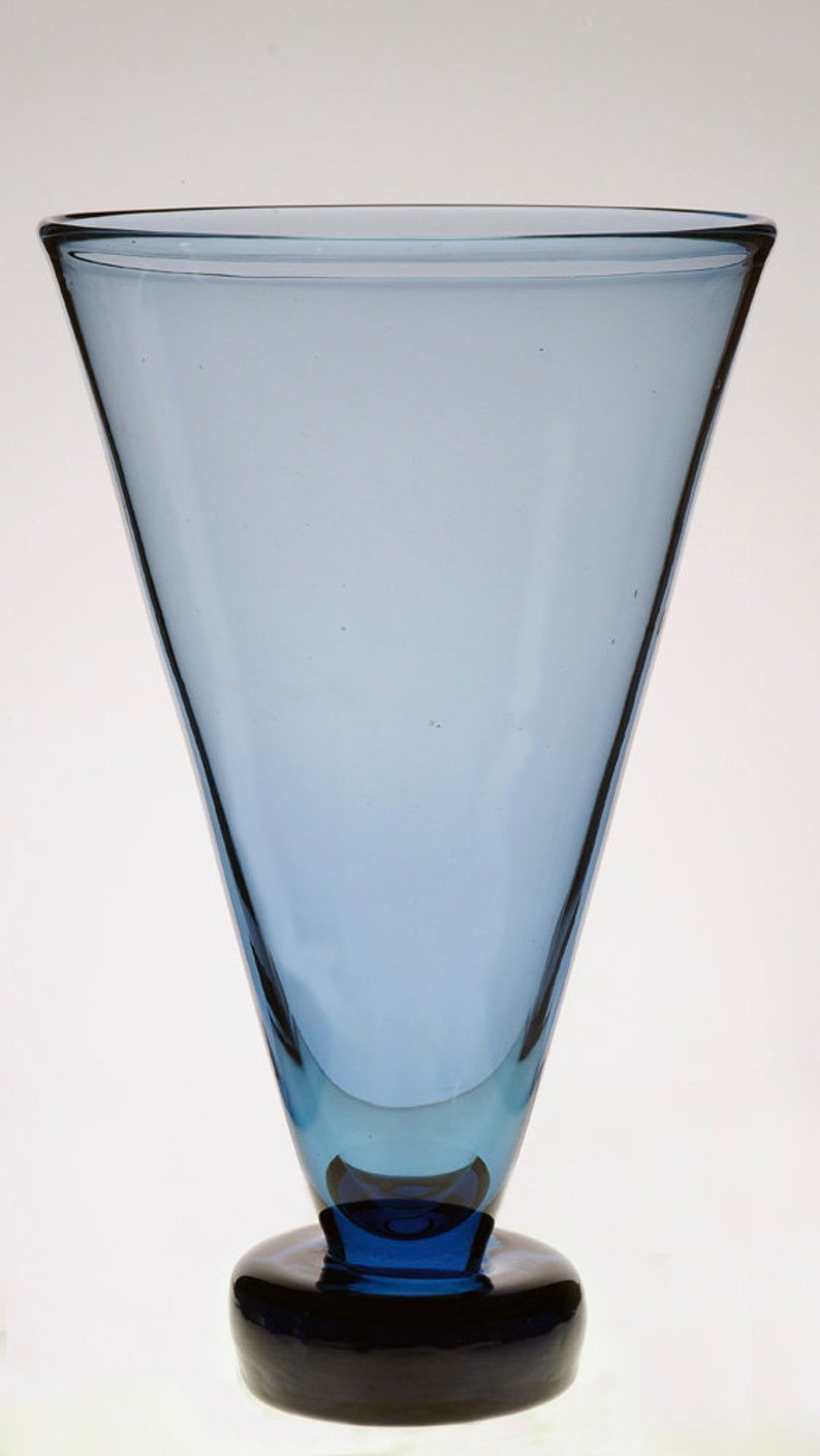 Elegant Tall & Wide Recycle Blue Vase image 1