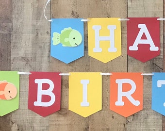 Fish Birthday Banner, Fish Banner, Printable Fishing Banner, Birthday ...